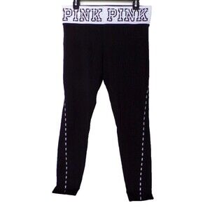 PINK Victoria's Secret Yoga Black Leggings Bling Waistband